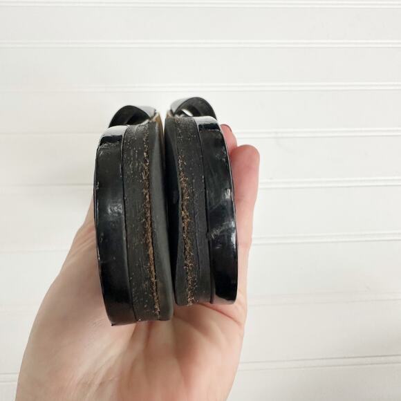 Saint Laurent Tribute Flat Sandals Black Patent Leather Woven Slide 39.5 - Picture 4 of 10